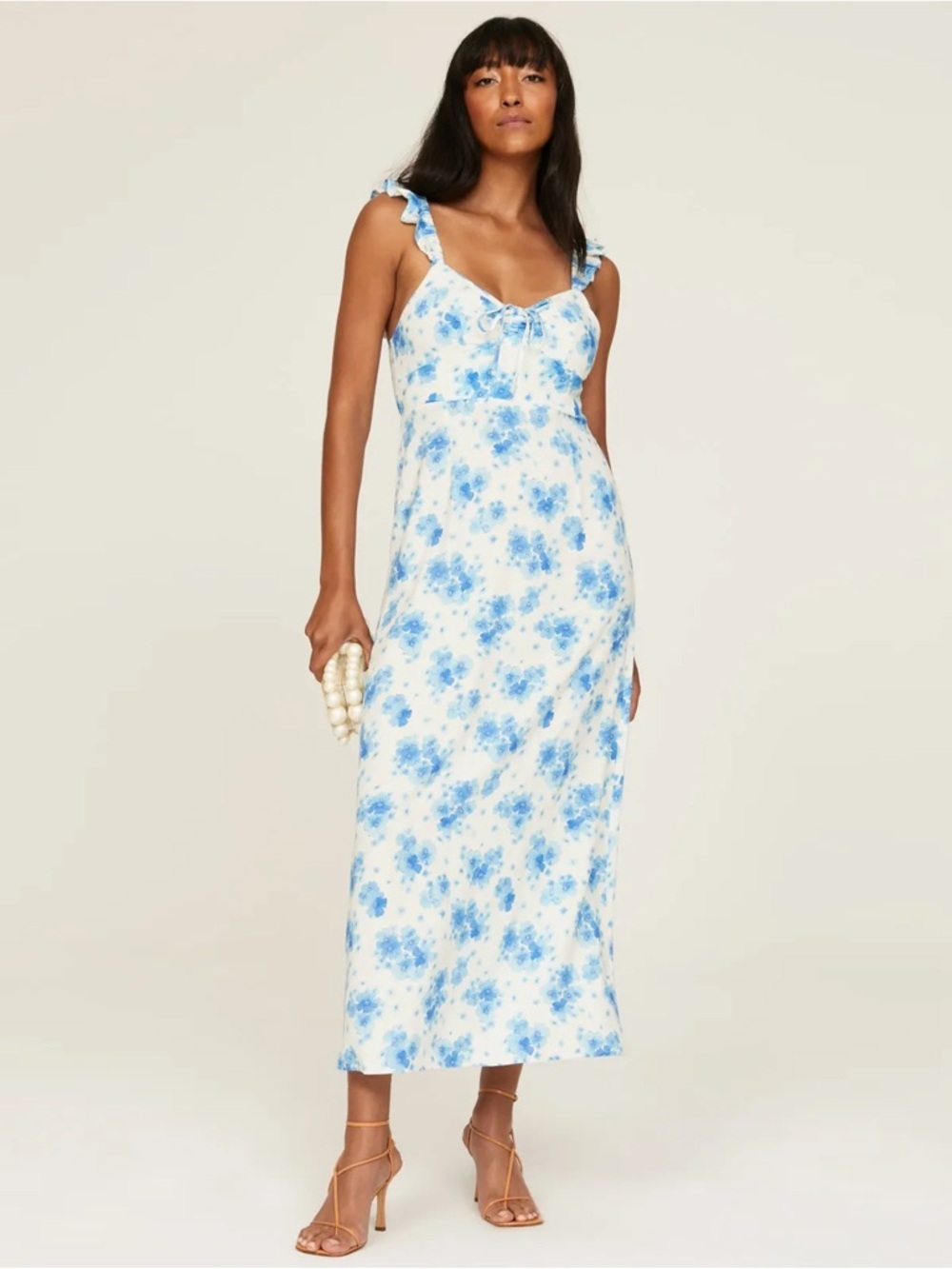 Rixo - Cecile Dress - Blue & White Ditsy Floral